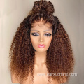 Usexy original himan hair ombre lace front wigs kinky curly natural brown human hair 6x6 hd lace closure wigs for black women